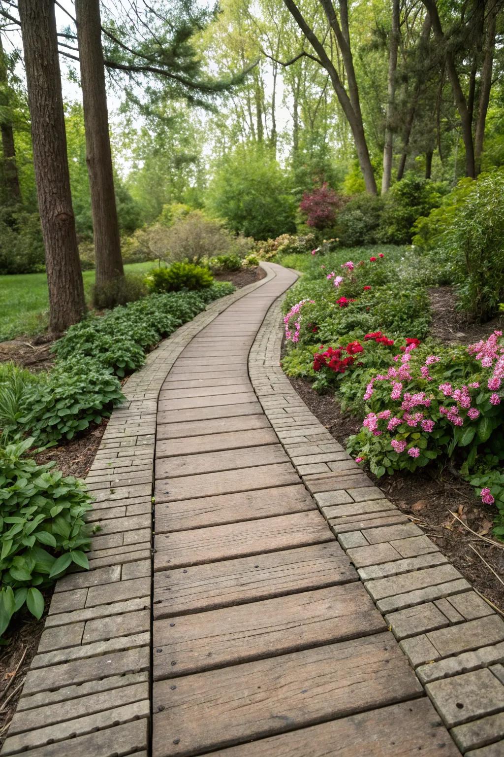 Wood-look pavers blend rustic charm with stone durability.