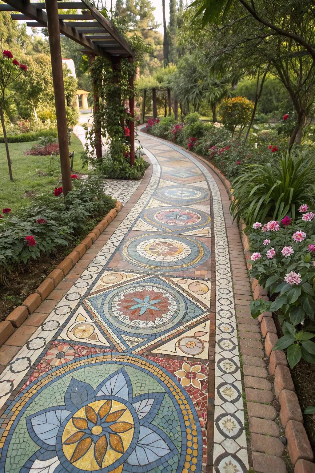 Mosaic pavers transform your walkway into a vibrant masterpiece.