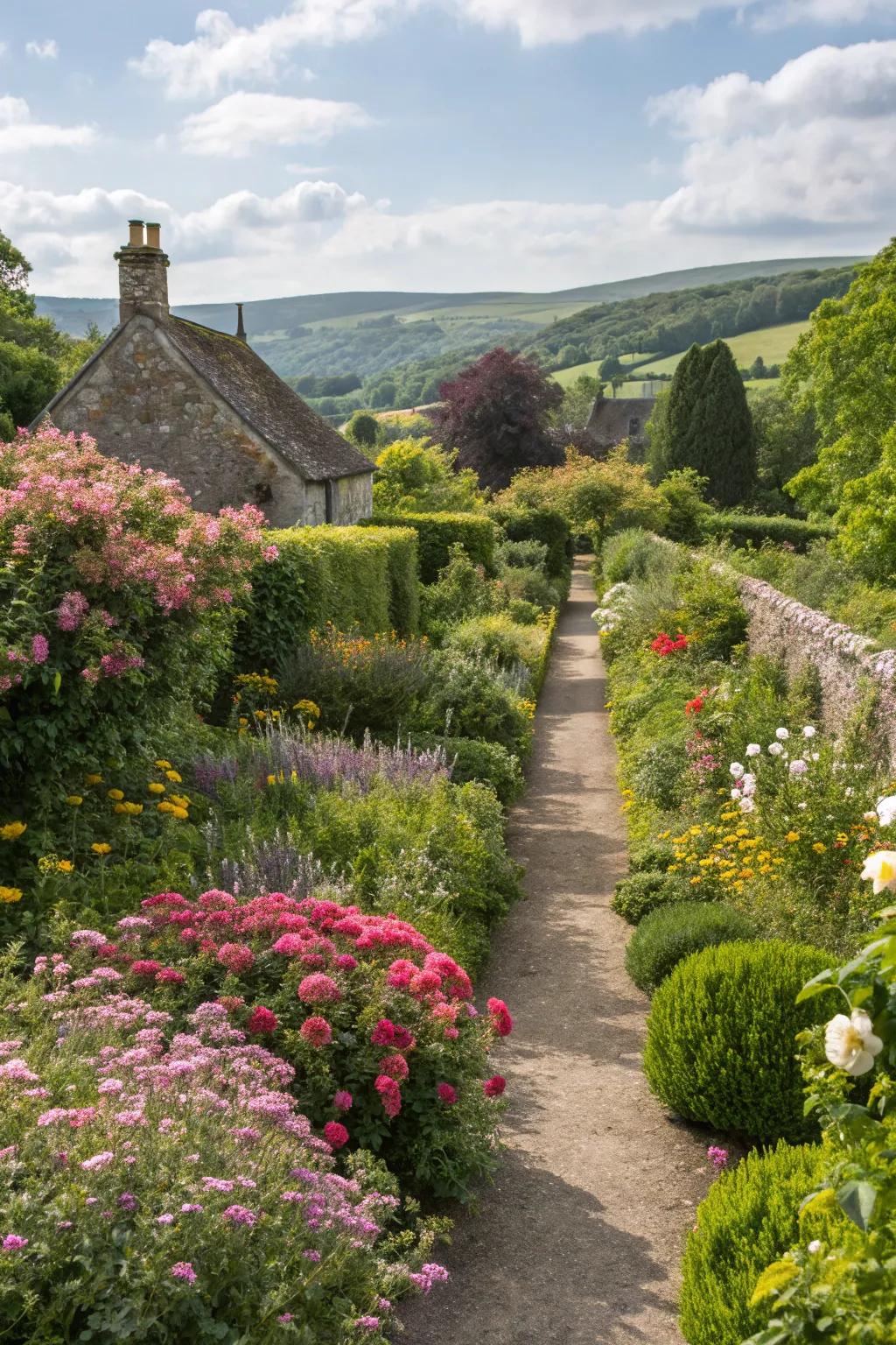 Natural borders defining garden spaces.
