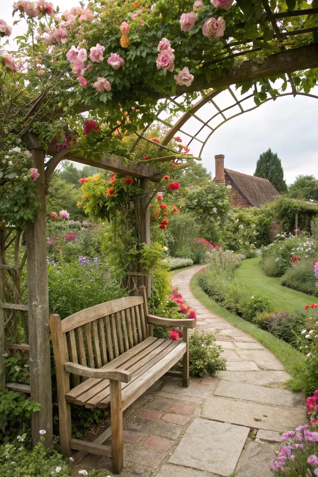 A cozy seating area in the heart of the garden.