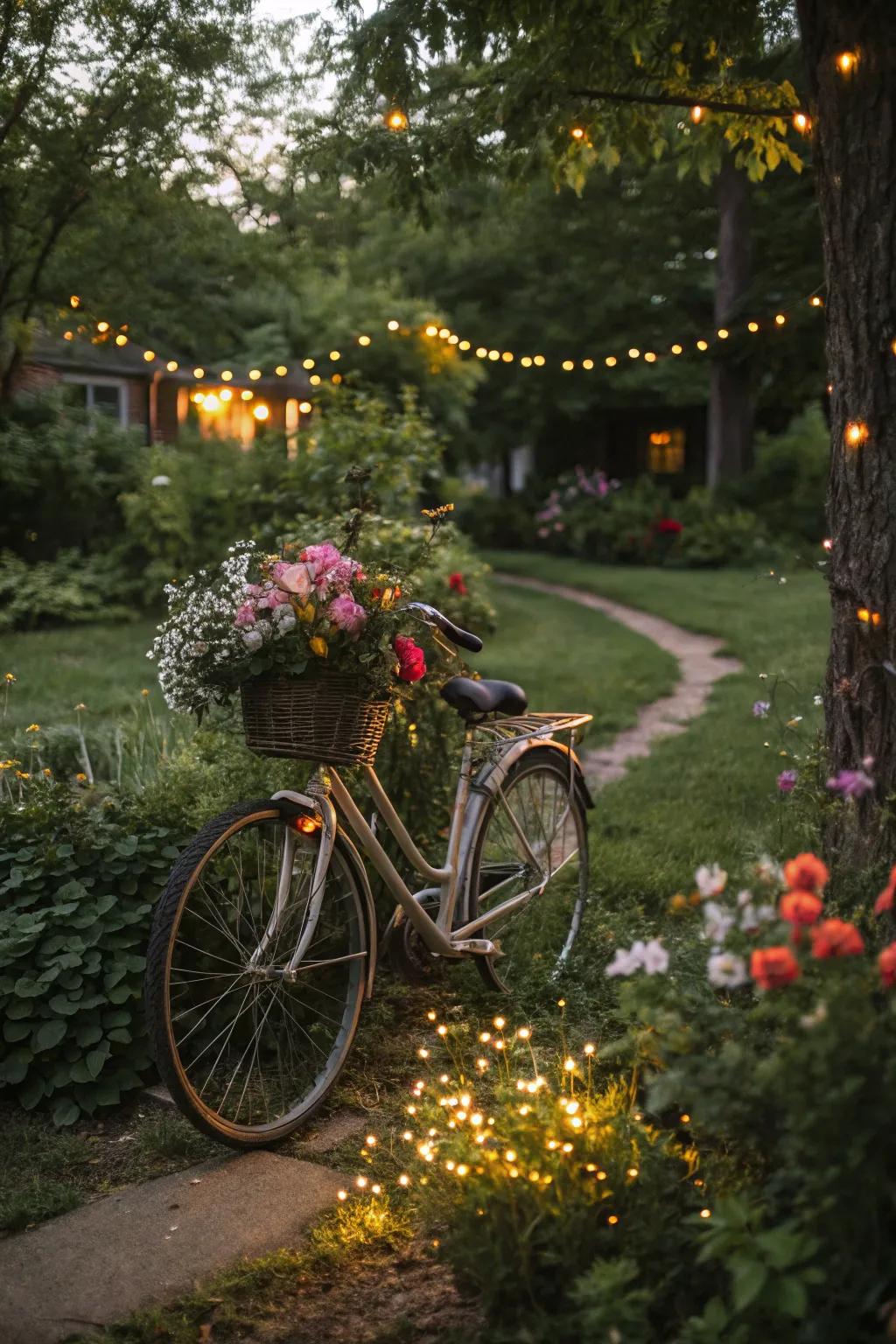 Whimsical charm with a vintage bicycle.