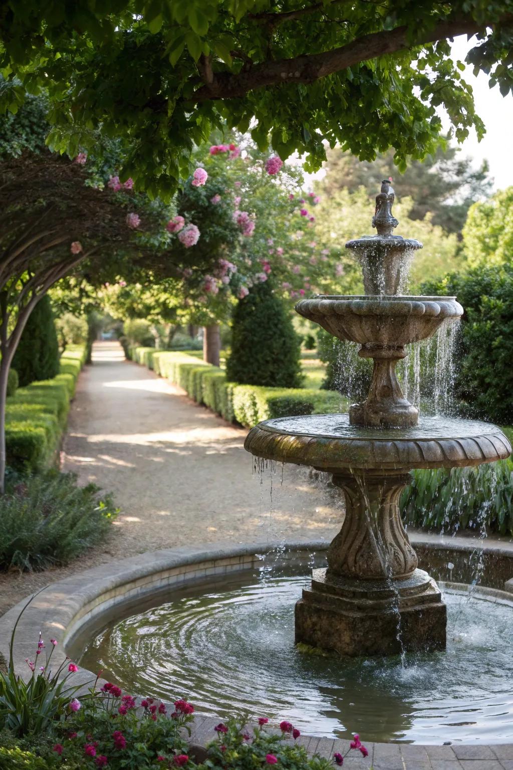 Add elegance with a soothing water feature.
