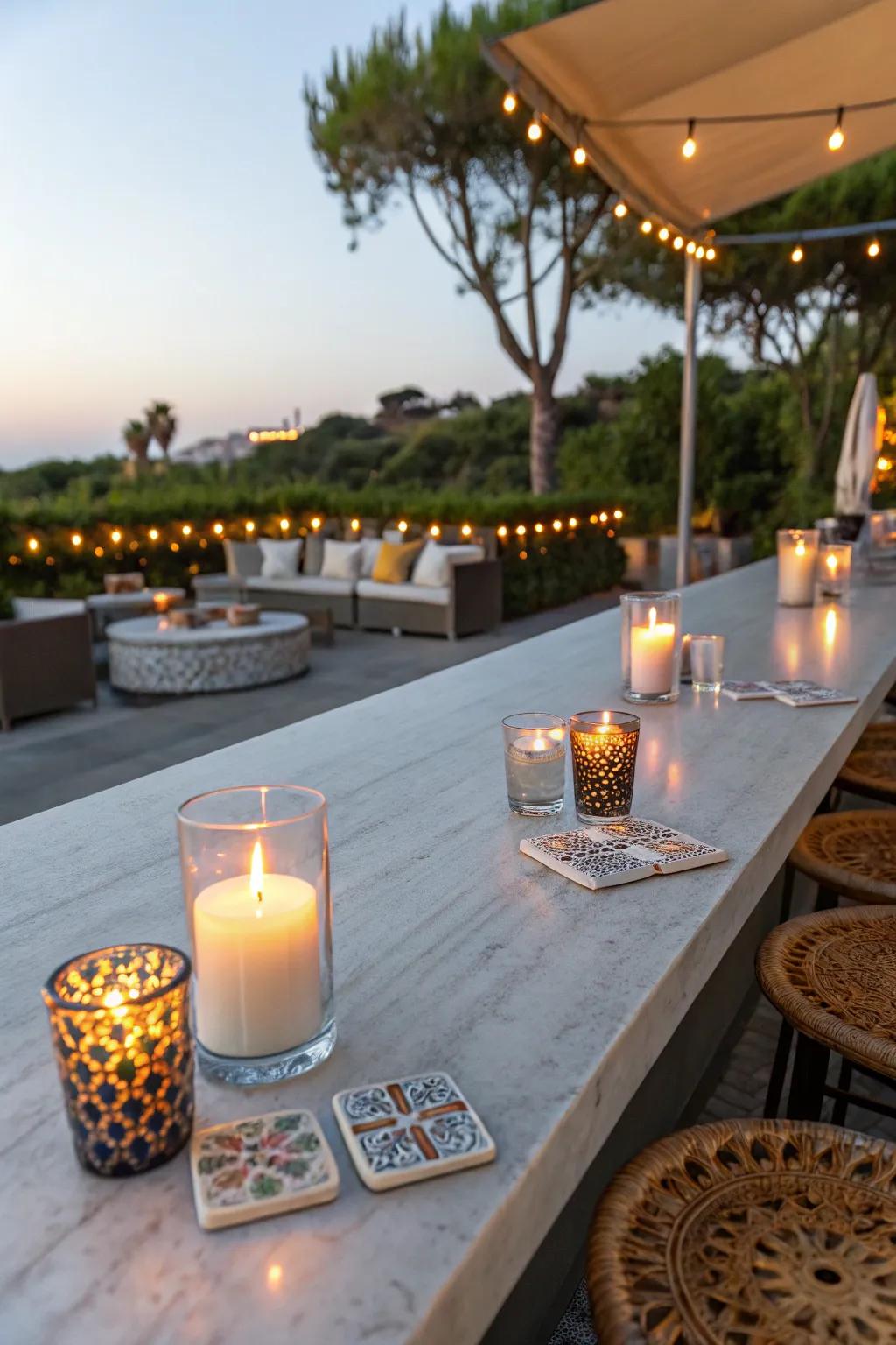 Minimalistic bar top decorations elevate style without straining your budget.