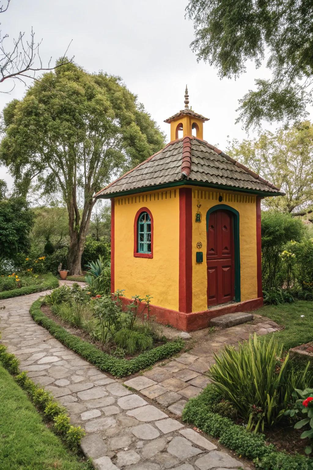 A well house energized by bold, eye-catching color.