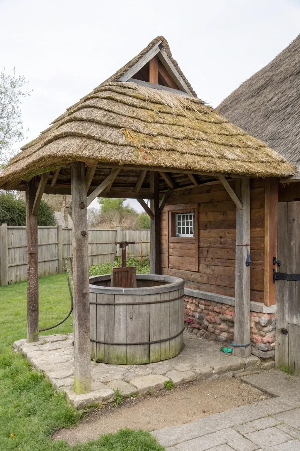 Well house with a hinged roof for quick and simple access.