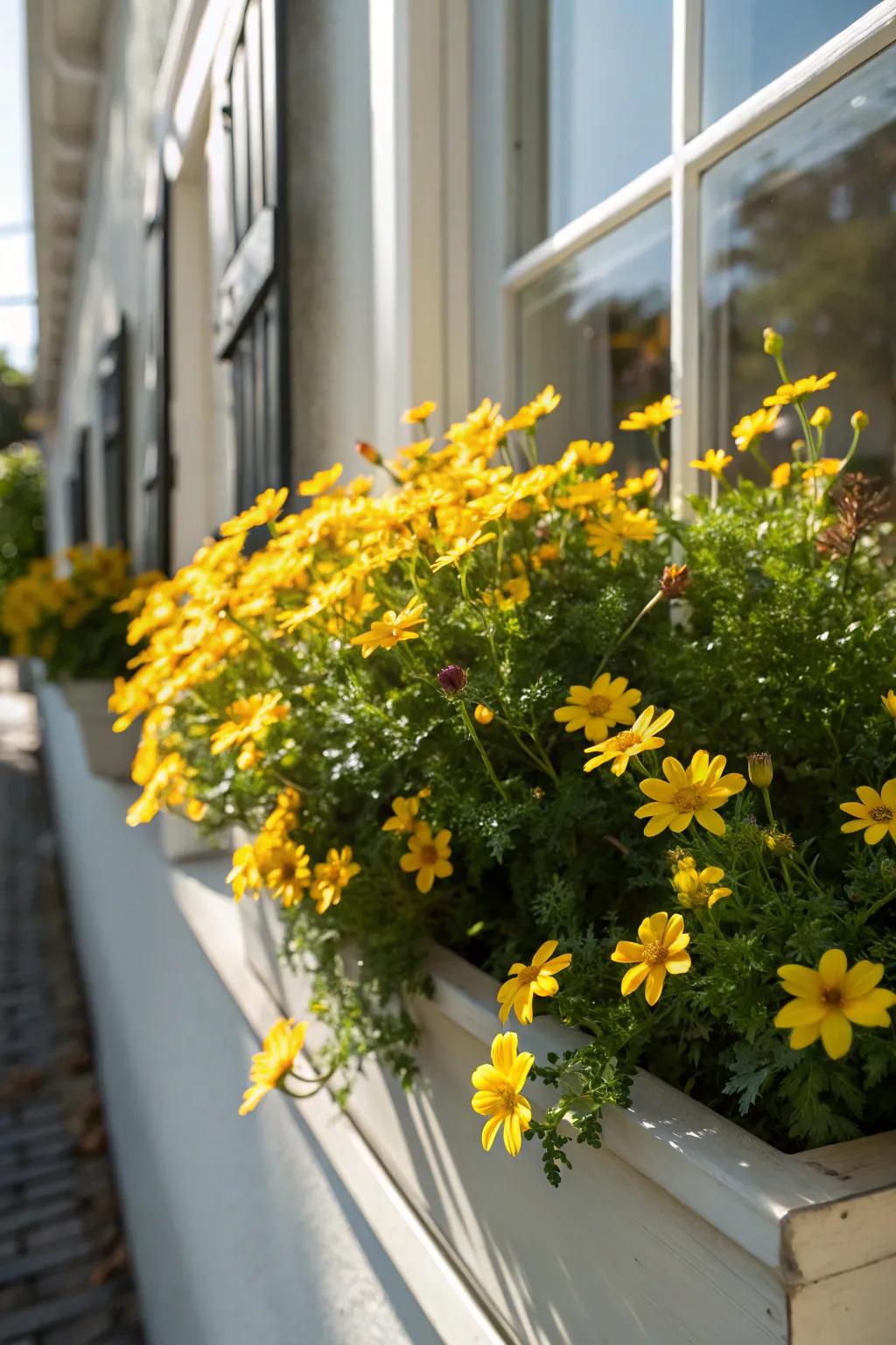 Brighten up your sunny window box with cheerful Bidens flowers.