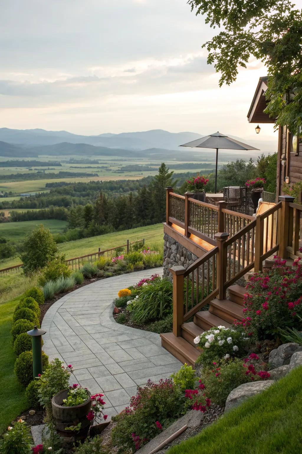 A patio overlook offers breathtaking views and a space for relaxation.