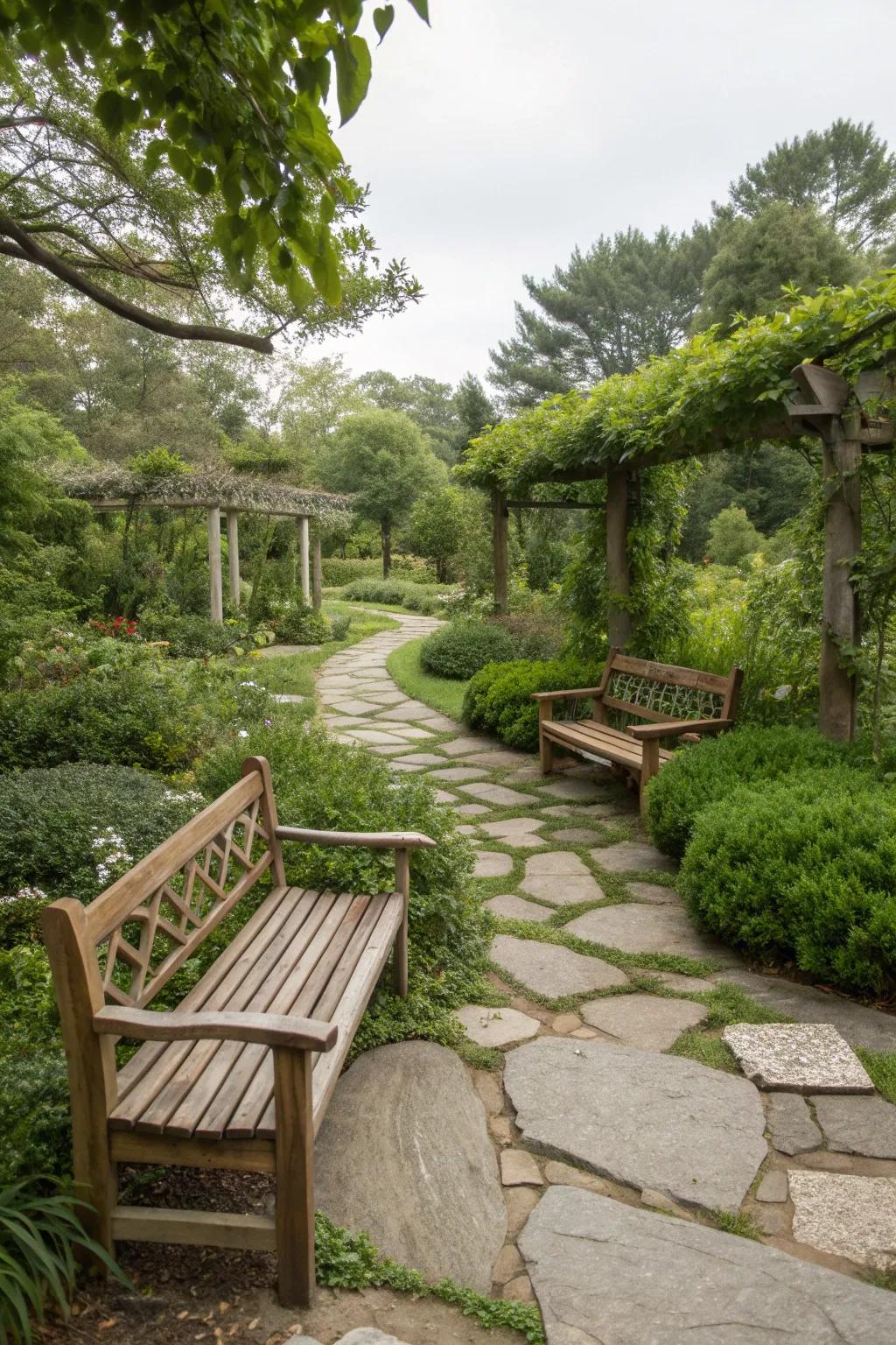 Natural elements blend seamlessly into this garden's design.