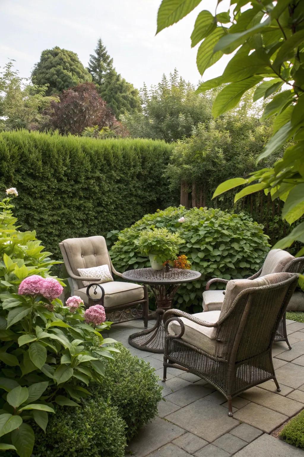 Relax in style with this cozy seating area, perfect for enjoying the garden.
