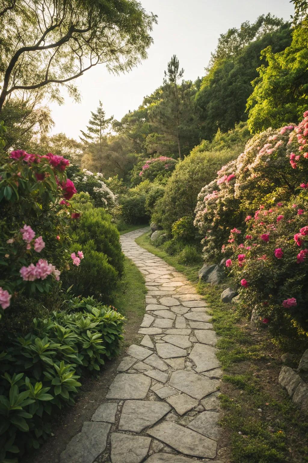 A delightful stone pathway that invites exploration through the garden.