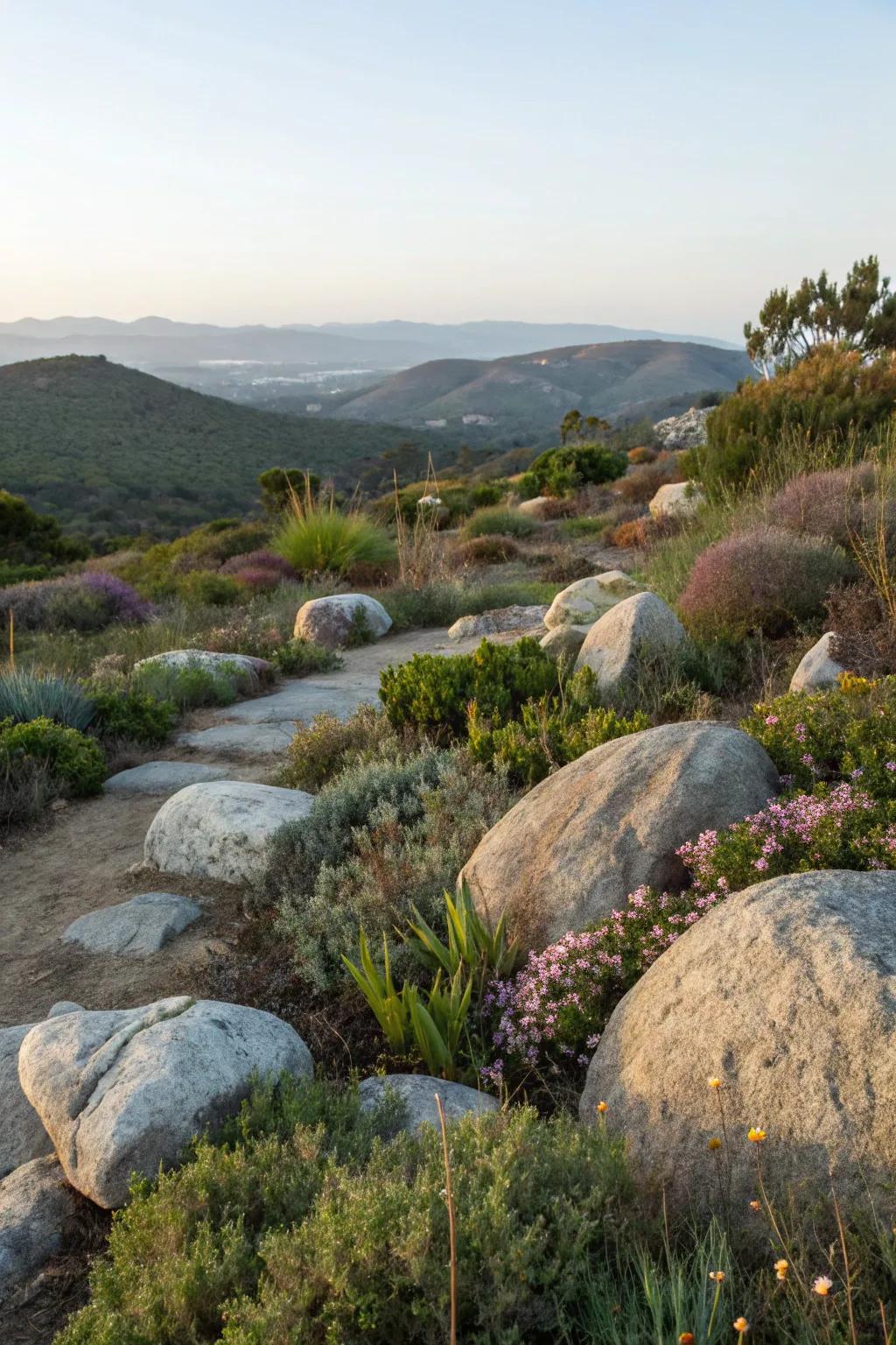 Blend your garden into the natural environment with local materials and plants.