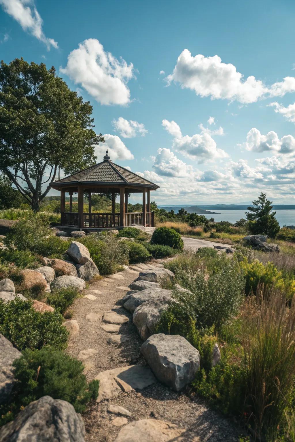 Surround your pavilion with natural elements to harmonize your space.