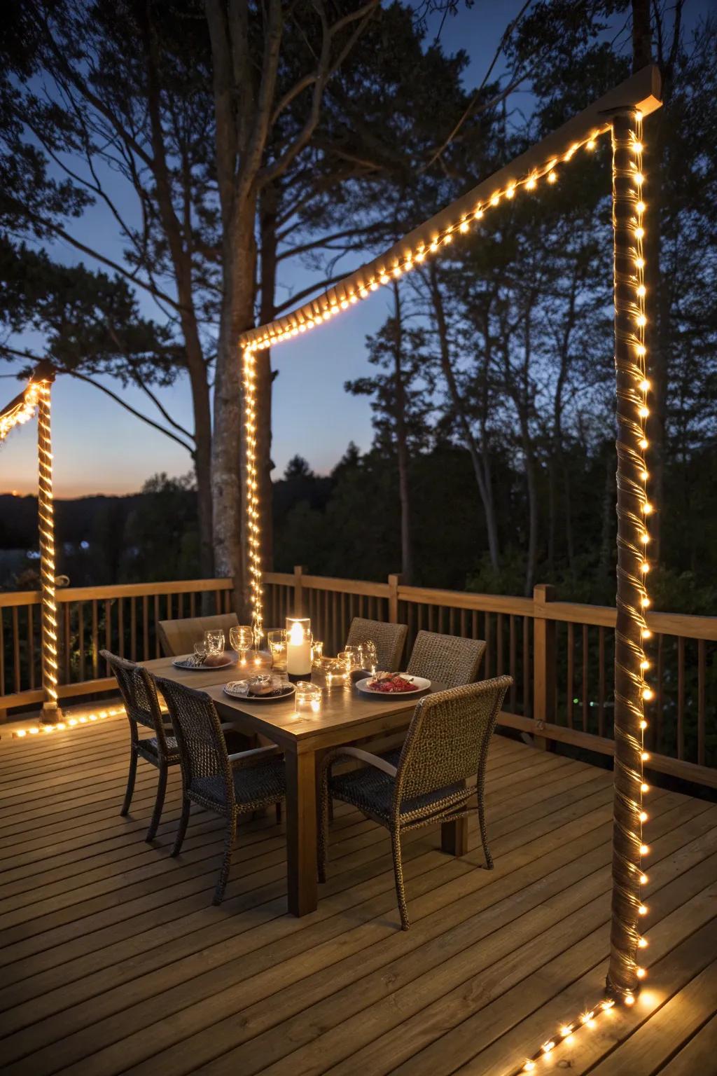 Define and enhance your outdoor dining area with stylish lighting.
