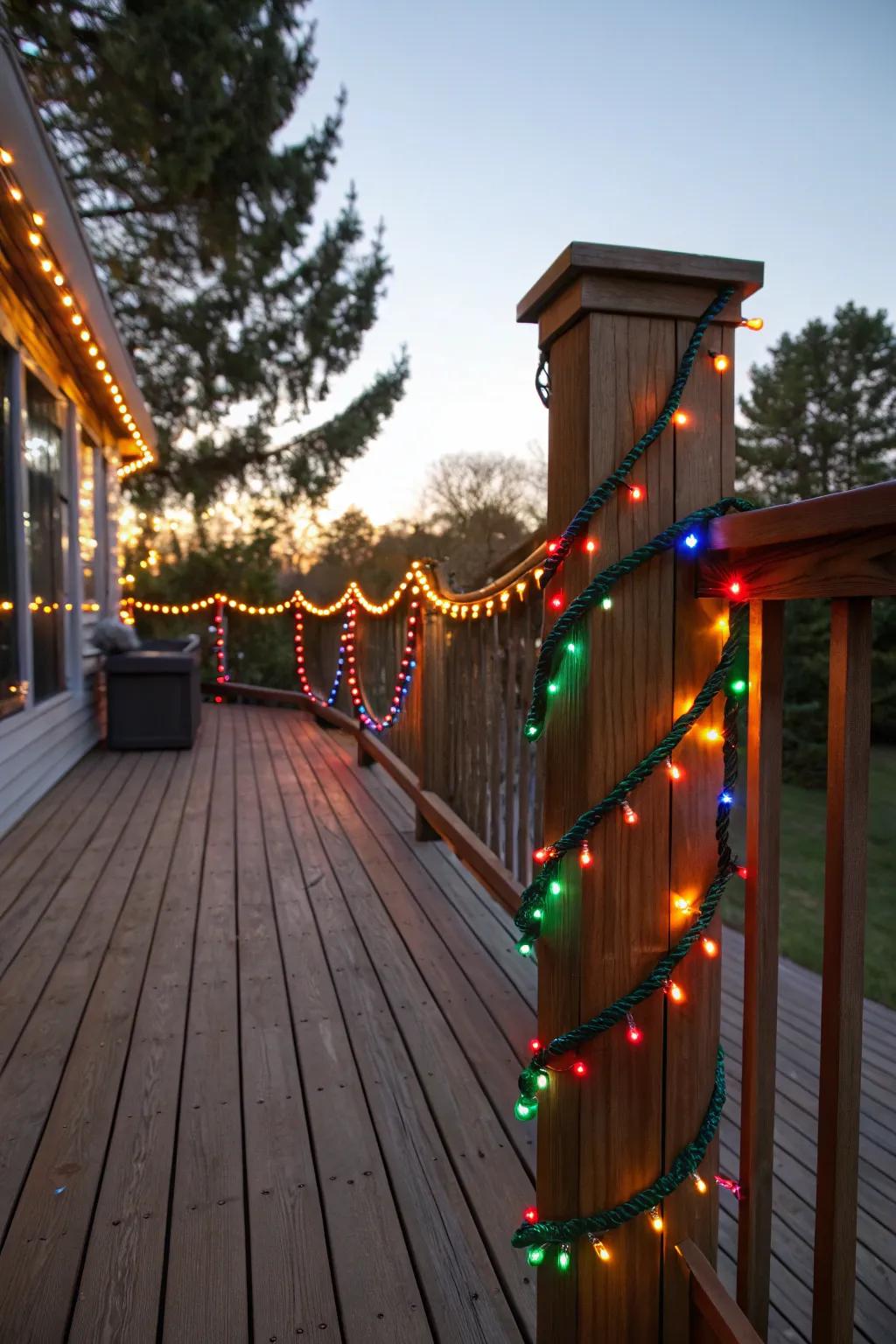 Add a splash of color to your deck with vibrant rope lights.