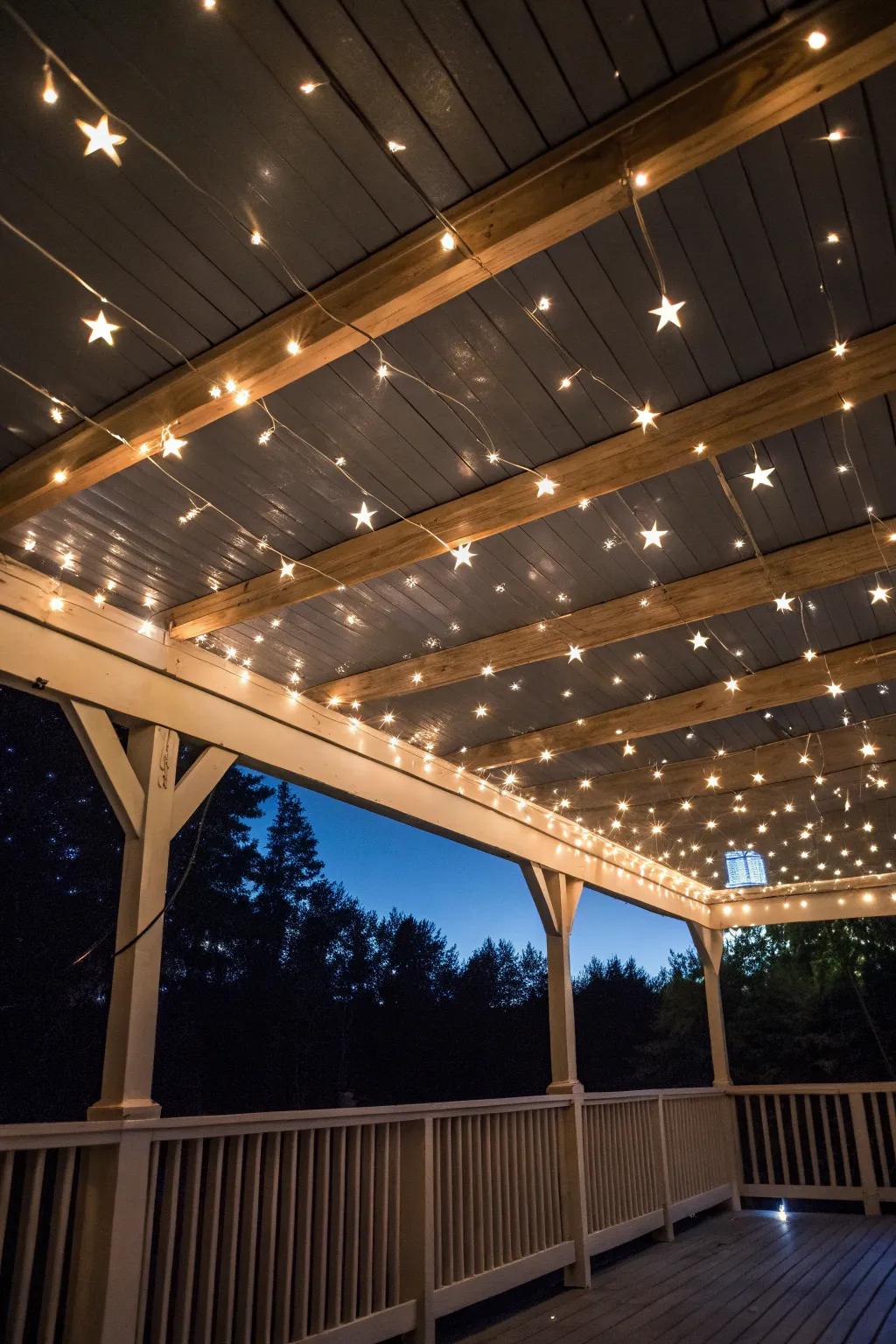 Transform your deck into a starry night retreat with creative lighting.