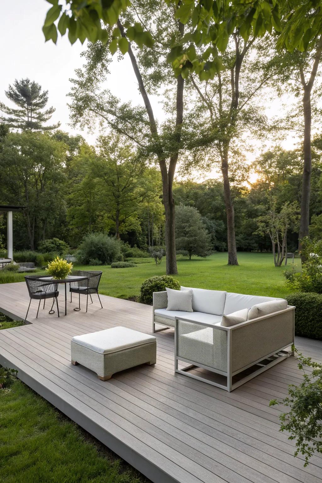 Modern minimalist styled park model deck.