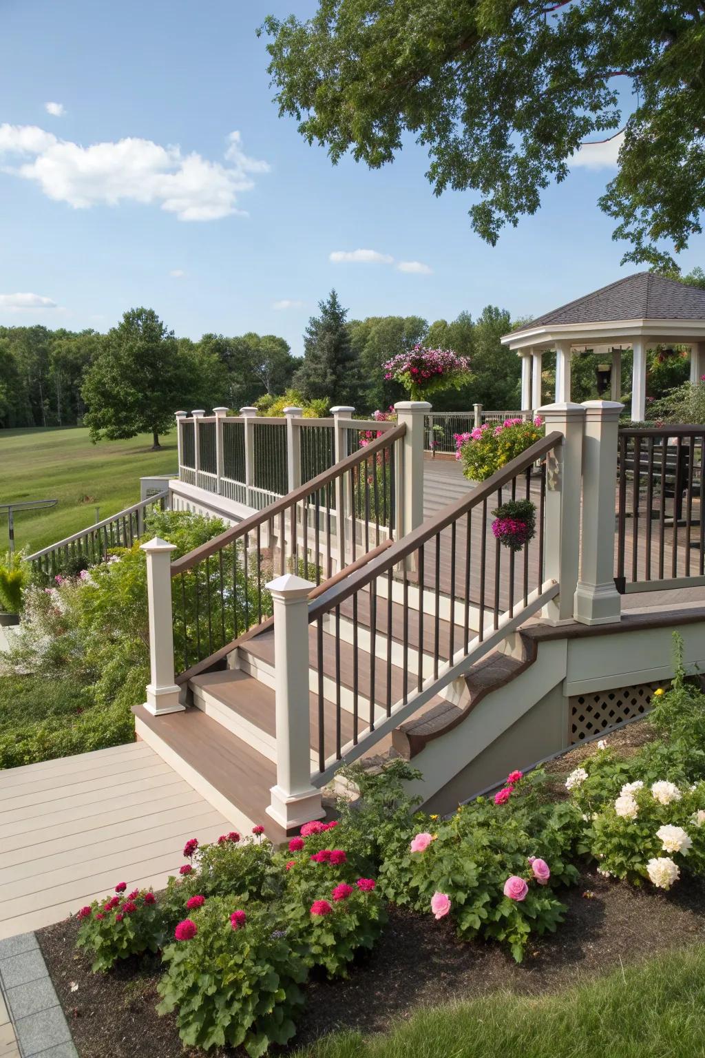 Elegant railings and steps blending safety and design.