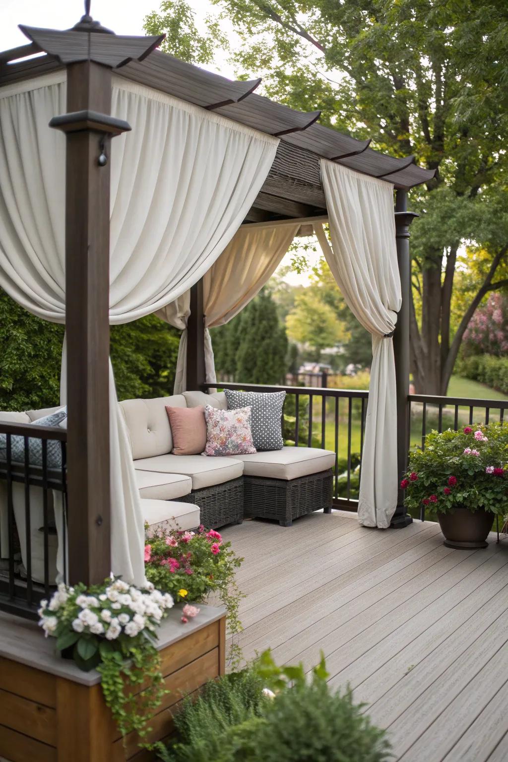 A canopy adds privacy and coziness to your deck.