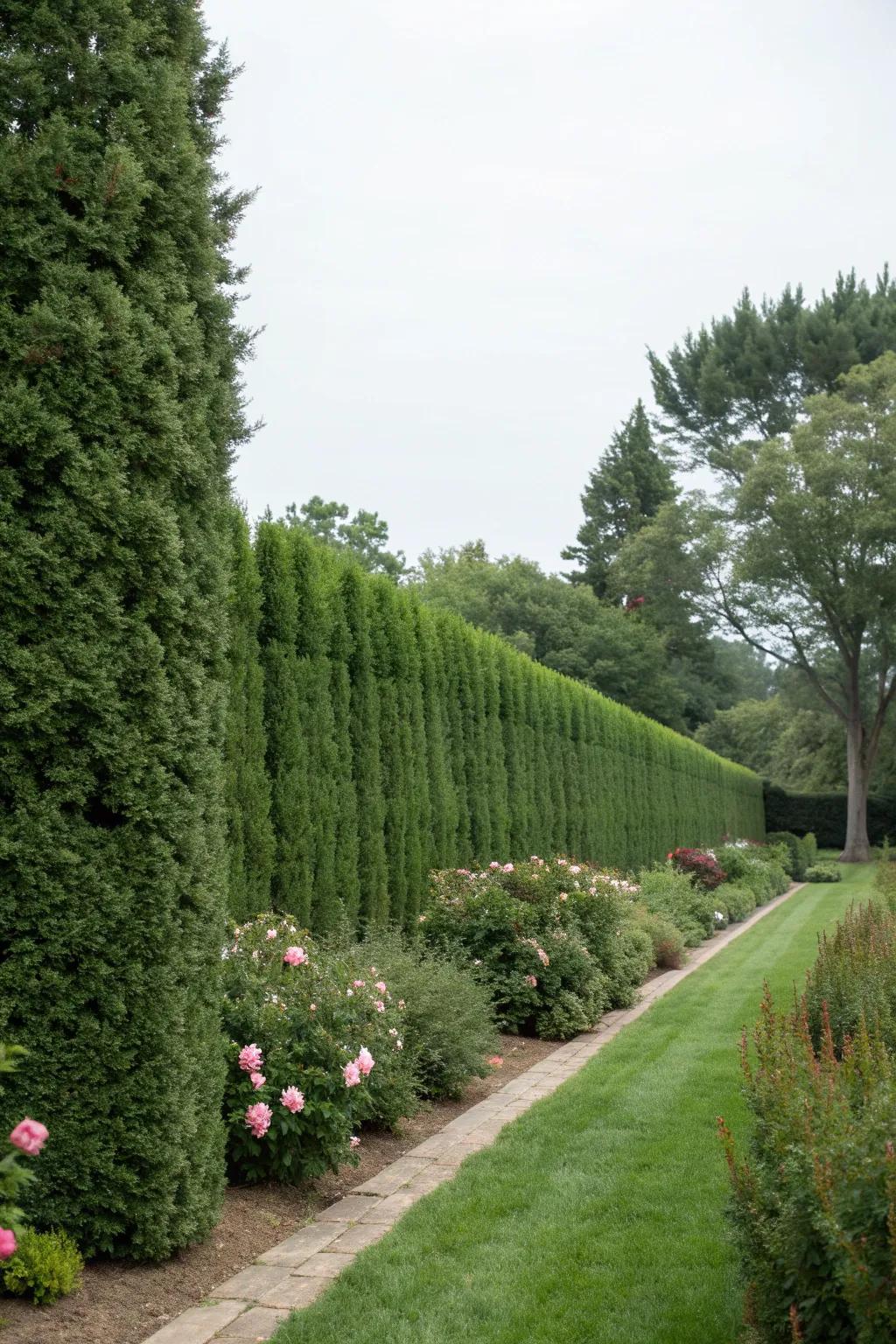 Leyland cypress hedges grow rapidly for quick privacy.