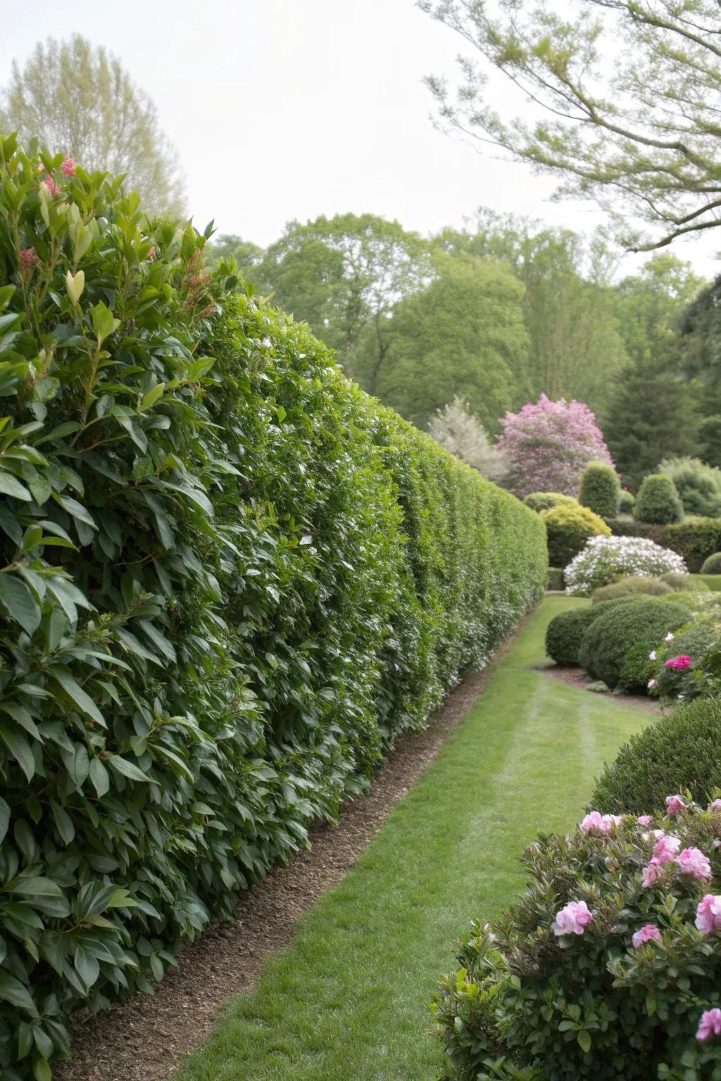 Cherry laurels grow fast for instant privacy.