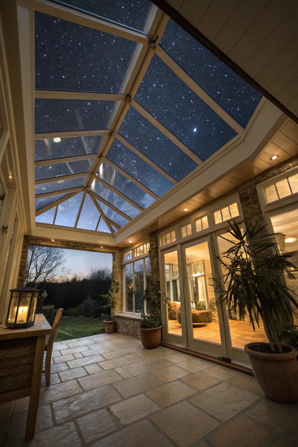 A skylight offers natural illumination and sky views.