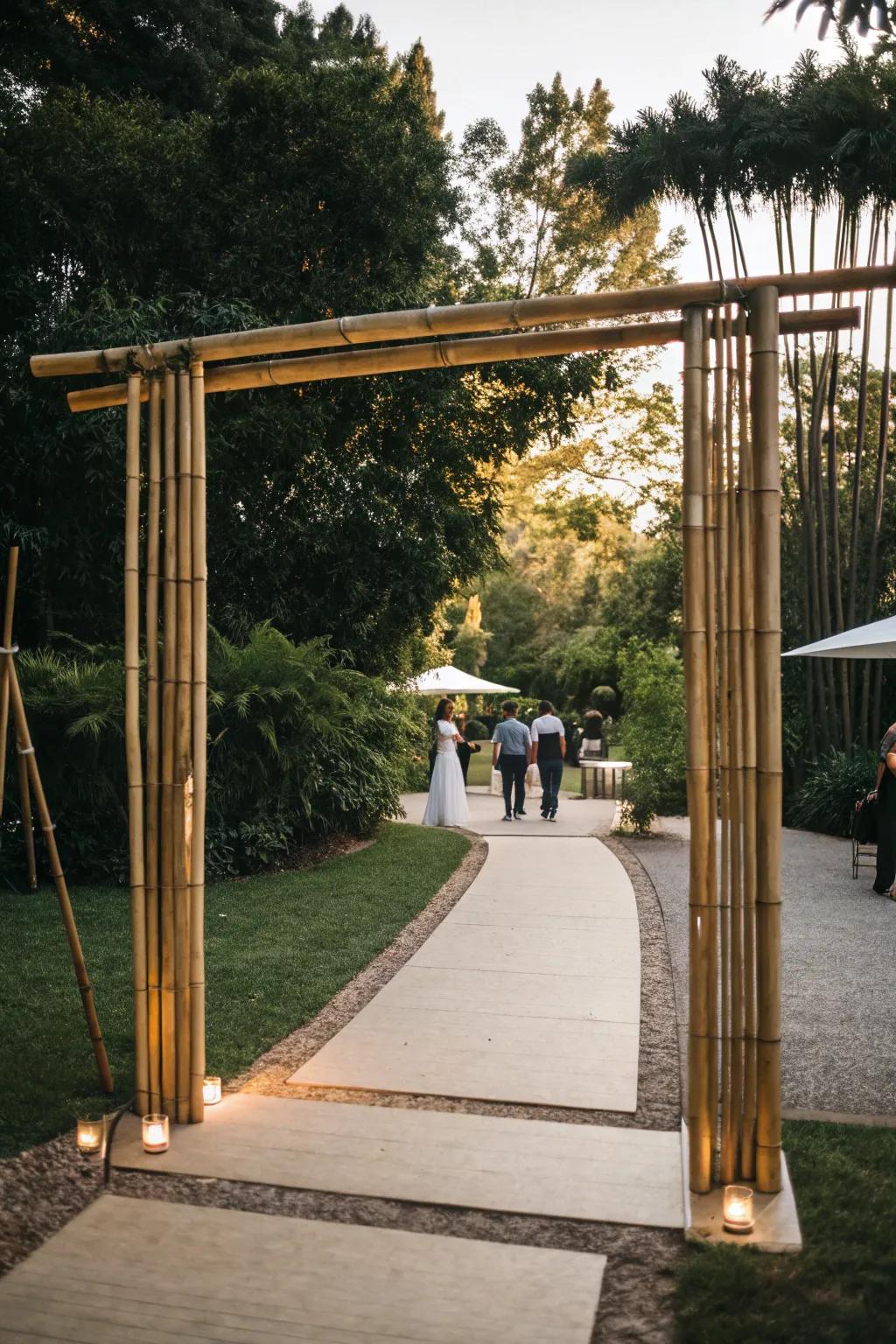 A bamboo entryway offers a sustainable and chic welcome.