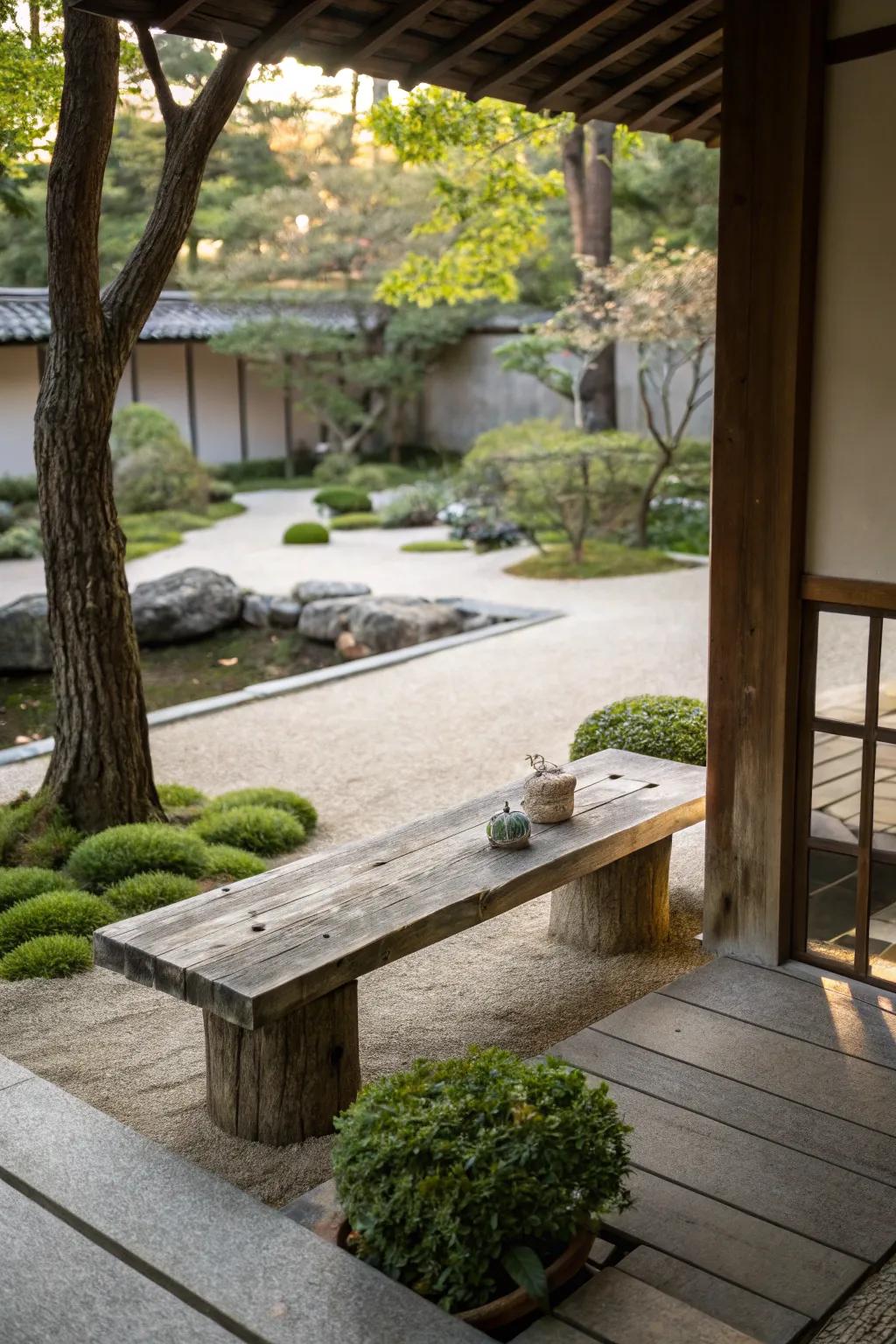 A meditation corner invites mindfulness and tranquility.