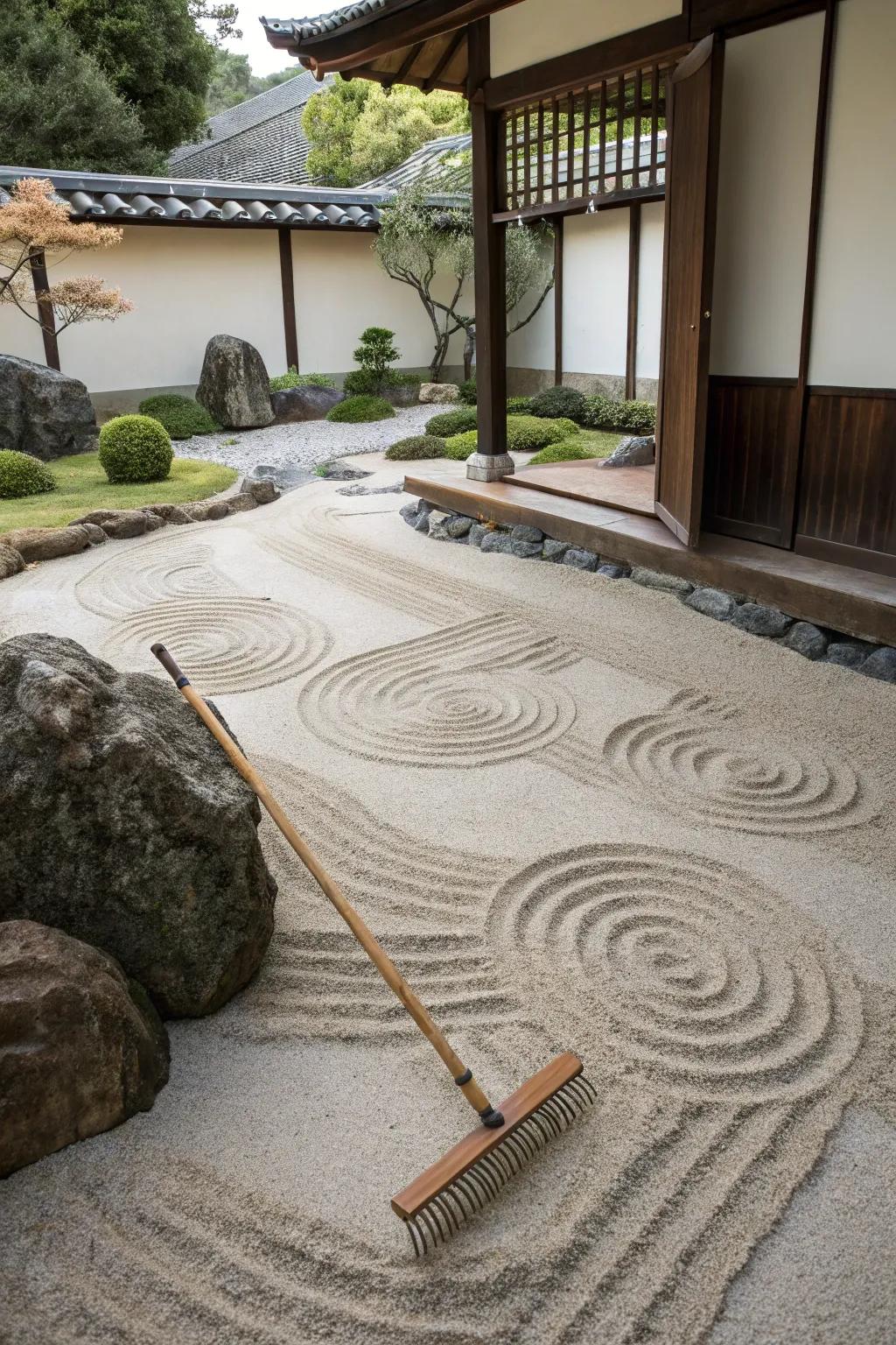 Achieve tranquility with a Zen gravel garden.