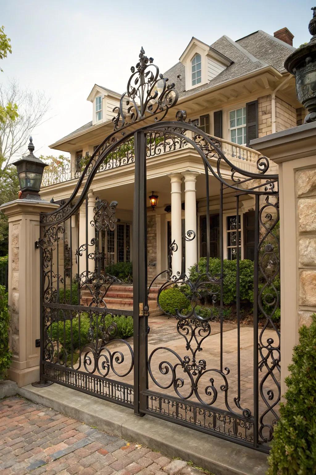 An ornate entrance gate with decorative elegance.