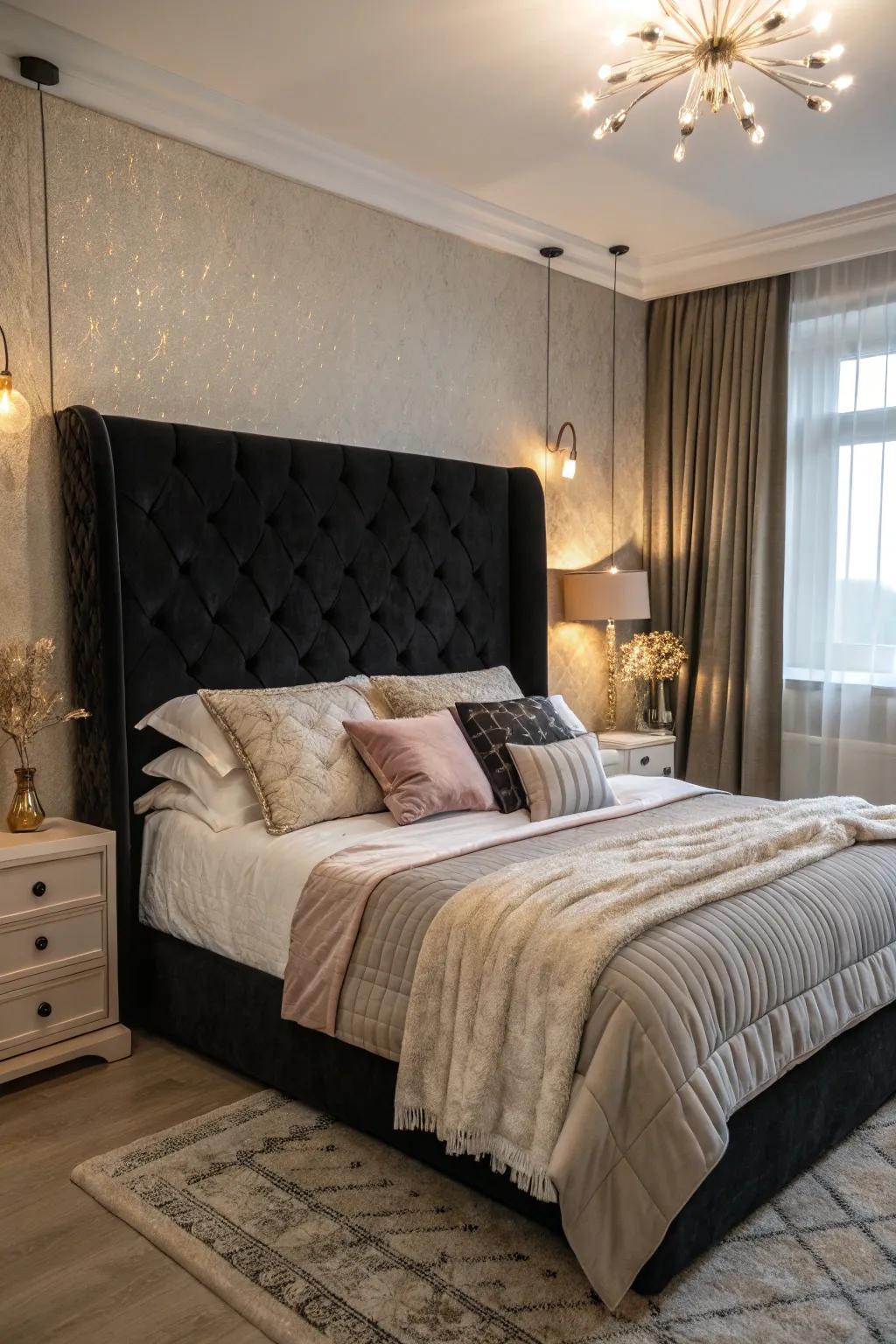 18+ Stylish Black Headboard Bedroom Ideas