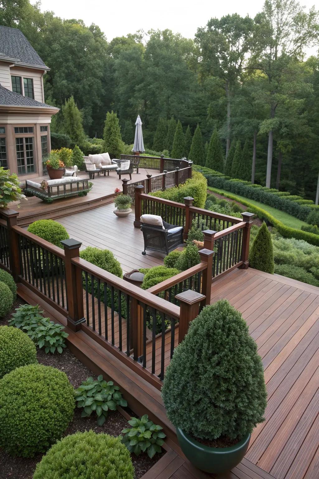 Elegant sophistication of forest green paired with rich mahogany