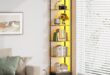 A Quiet Corner Warmed by LED Glow Meets a 6-Tier Corner Shelf