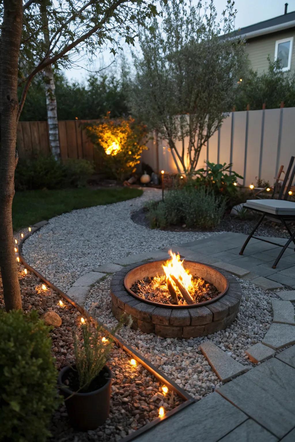 A gravel surround enhances the safety and aesthetics of your fire pit.