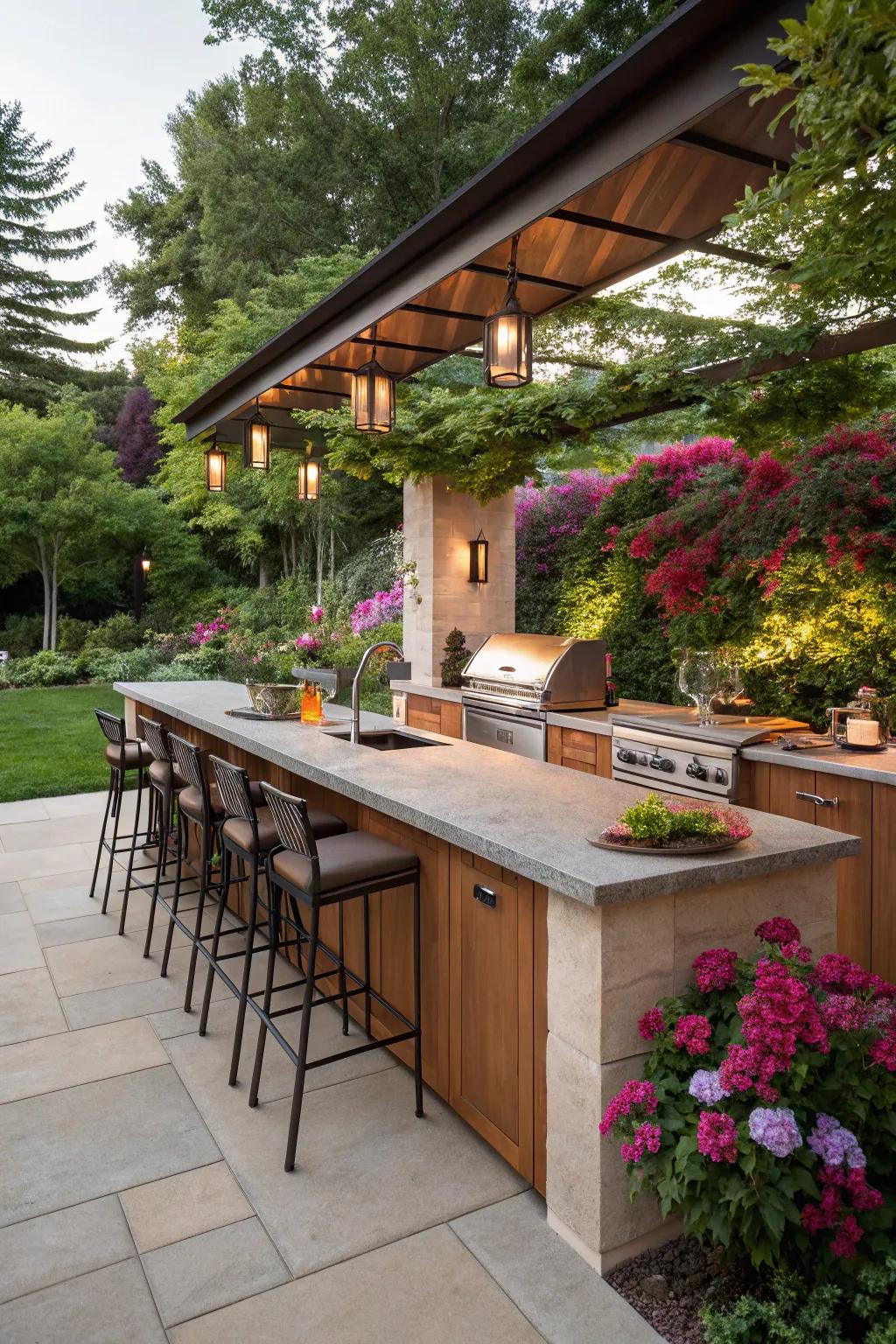 Bar seating turns your kitchen into a social hub.