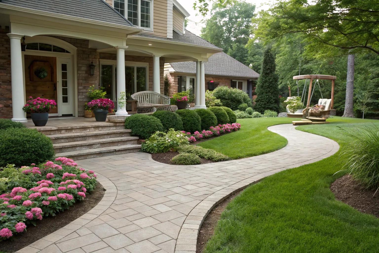 19+ Inspiring Front Yard Paver Walkway Ideas