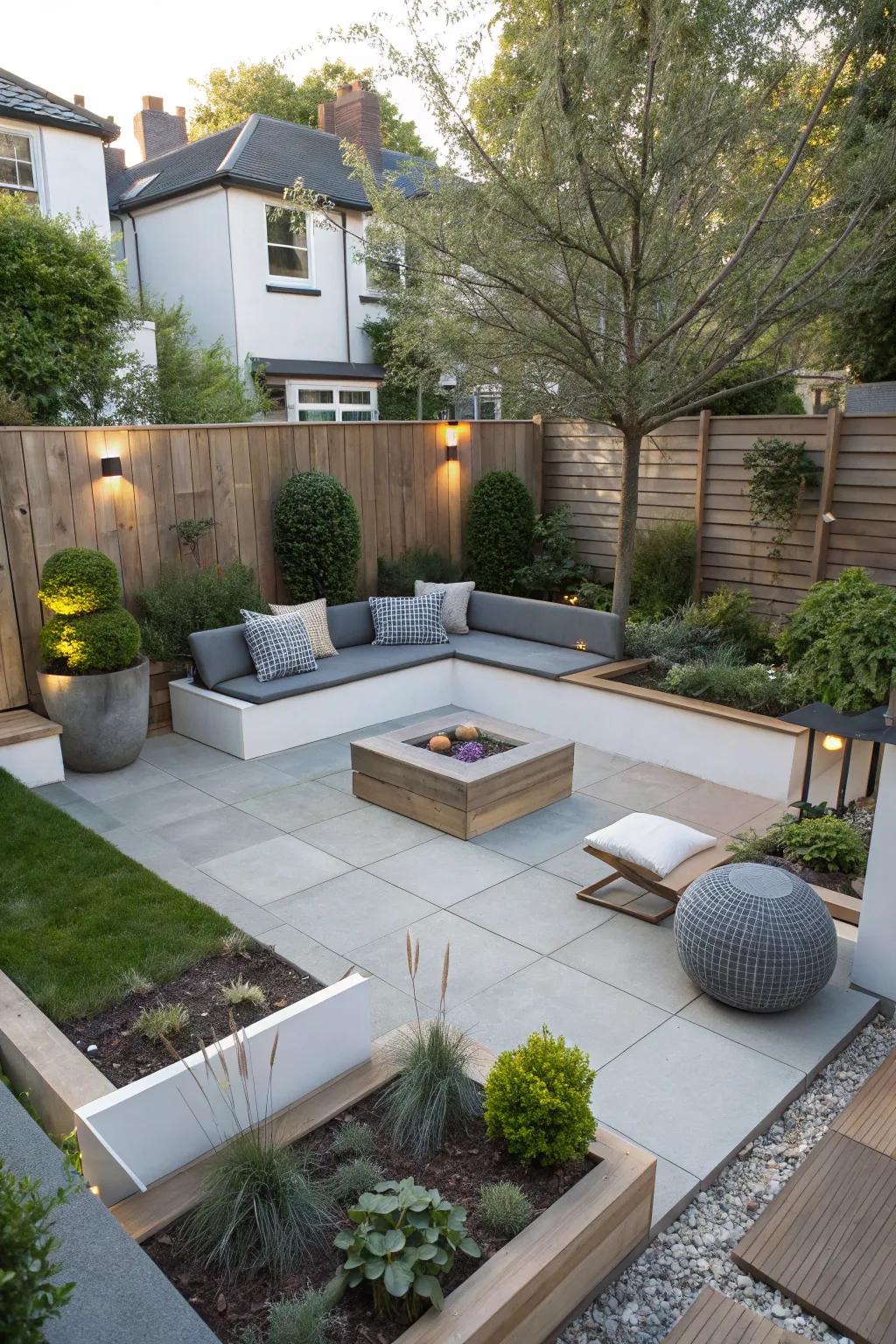 A sunken seating area offering a unique gathering spot.