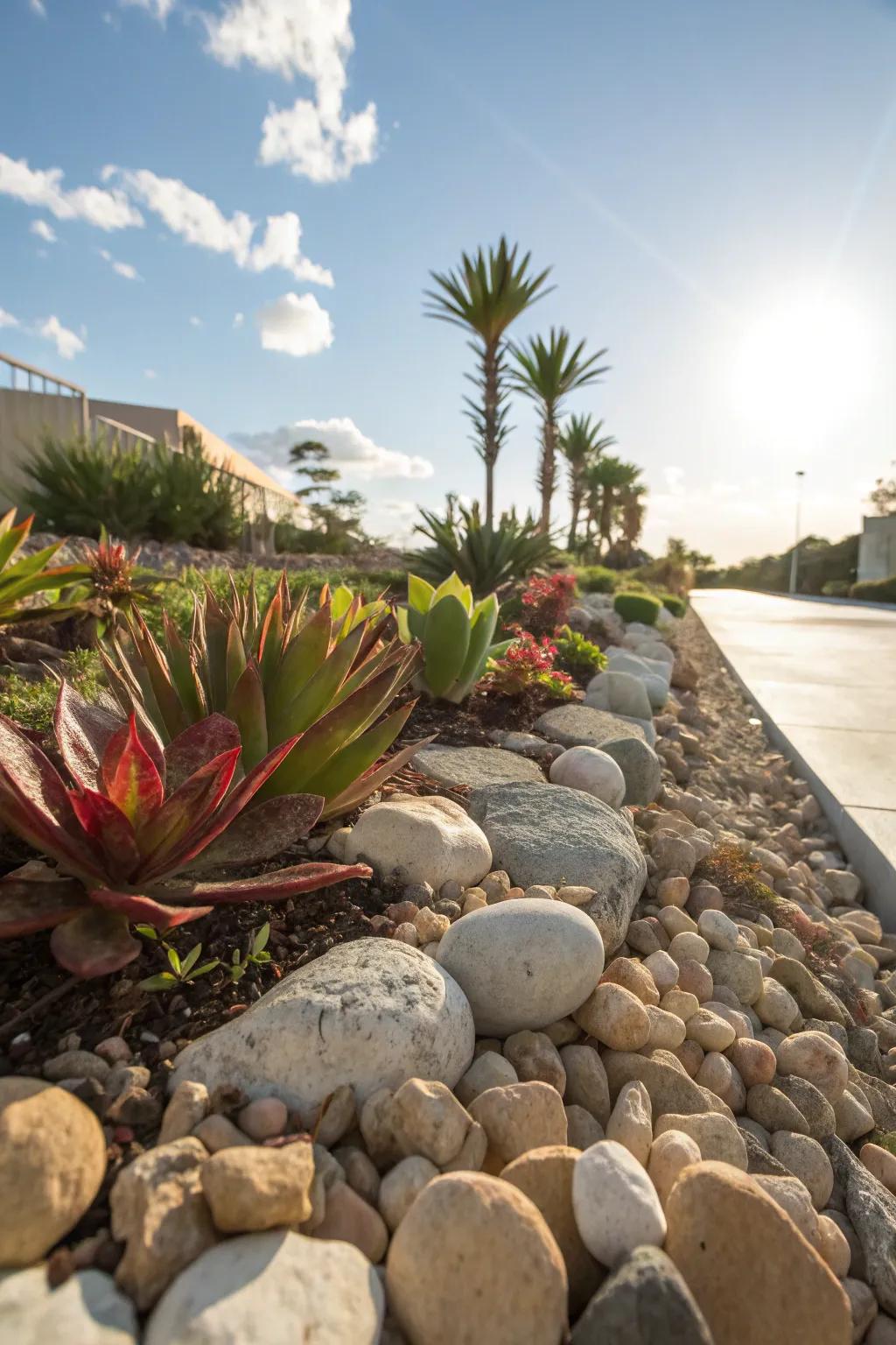 A rock garden that blends beauty with low maintenance.