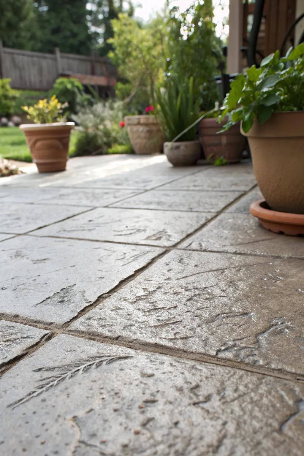 A combination of smooth and textured patio finishes enriches design.