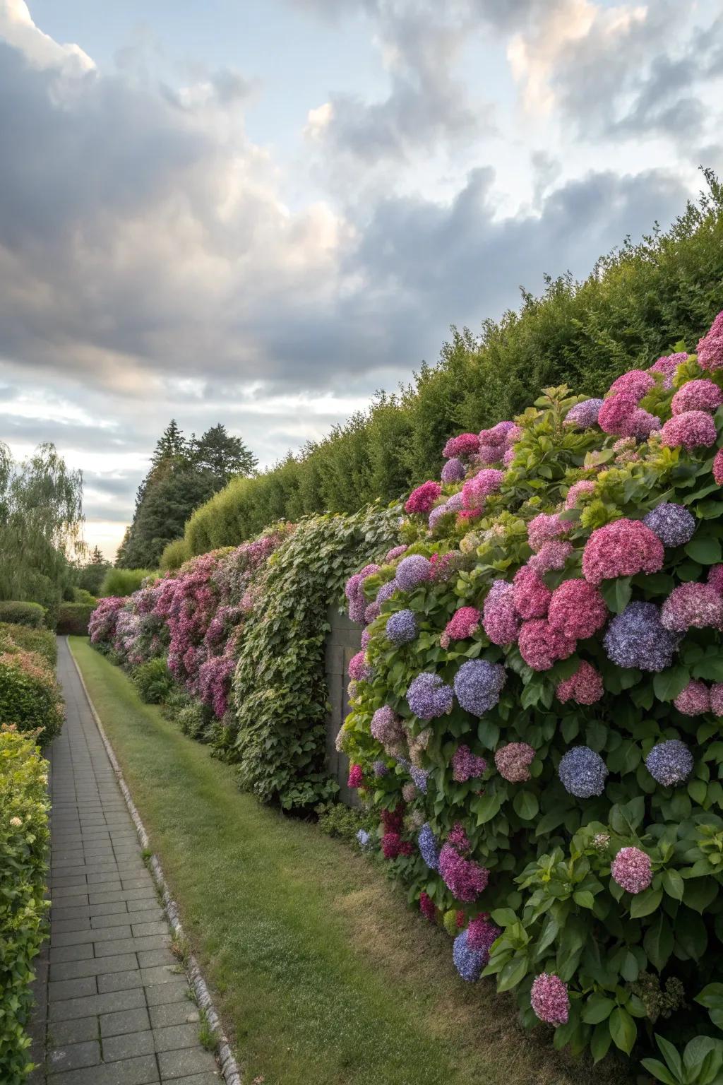 Hydrangeas make a beautiful natural privacy screen.