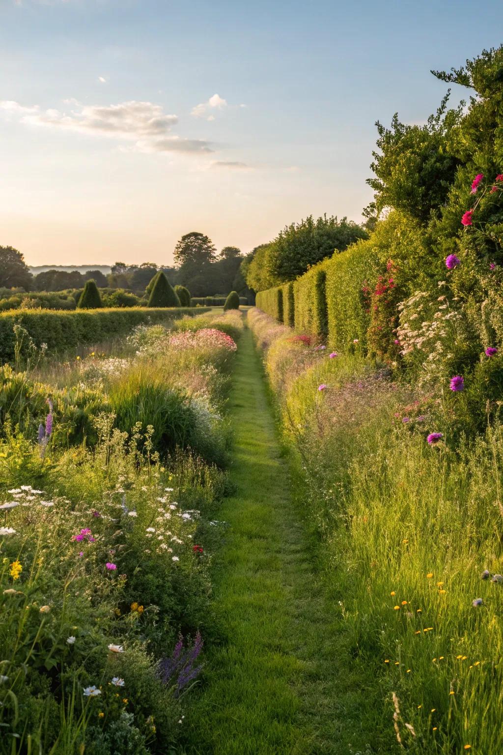 Lush green grass path resembling a dense carpet.