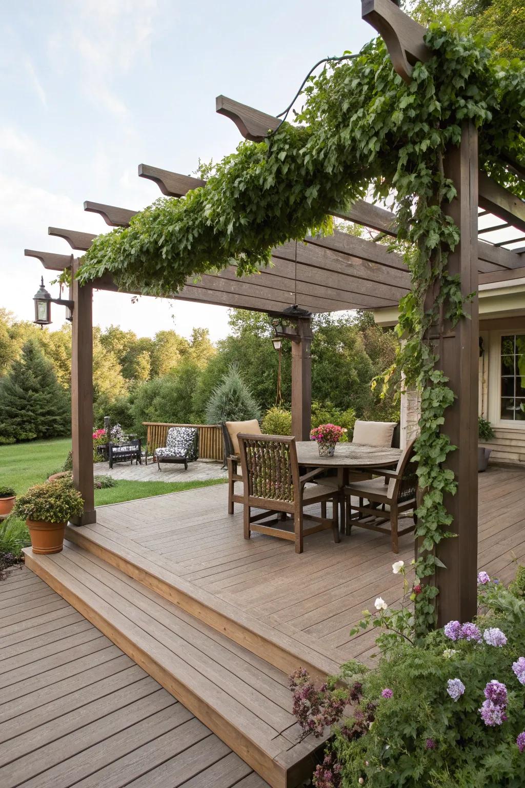 Enhance your deck with a stylish pergola for outdoor living.