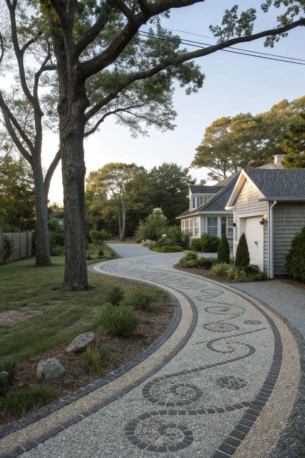Charming rustic gravel driveway