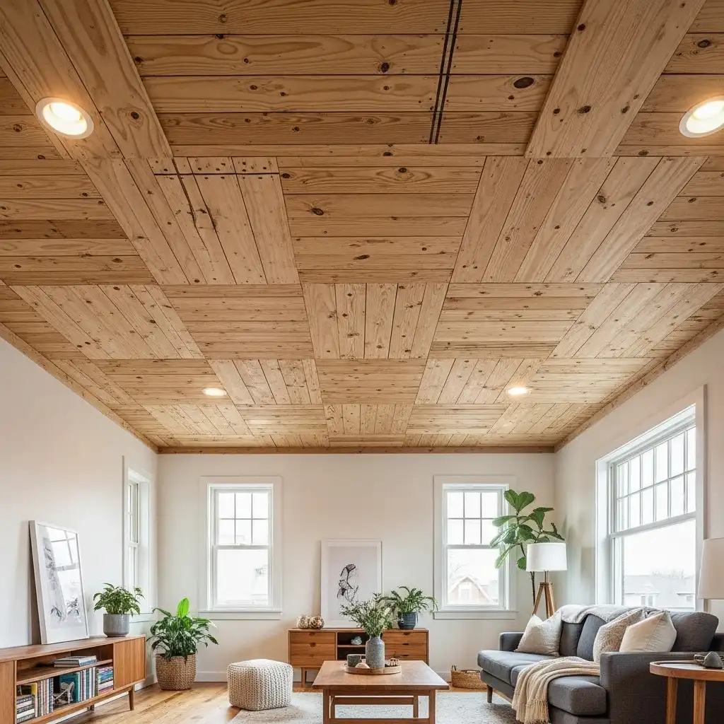 DIY Plywood Plank Ceiling