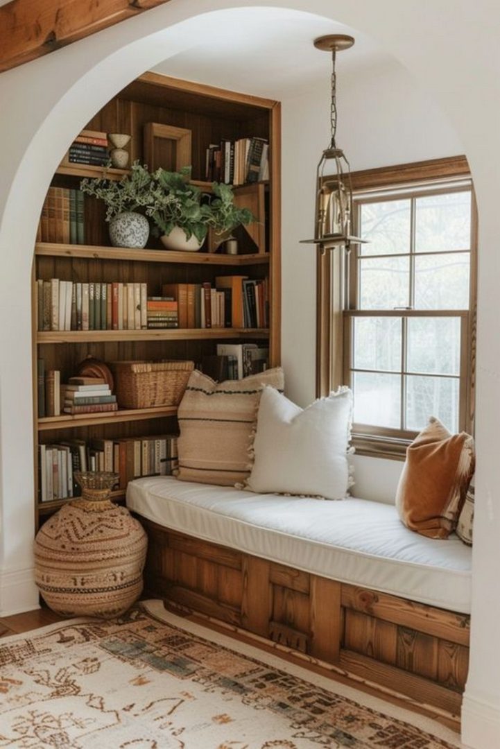 Cottagecore interior featuring vintage furnishings and floral accents