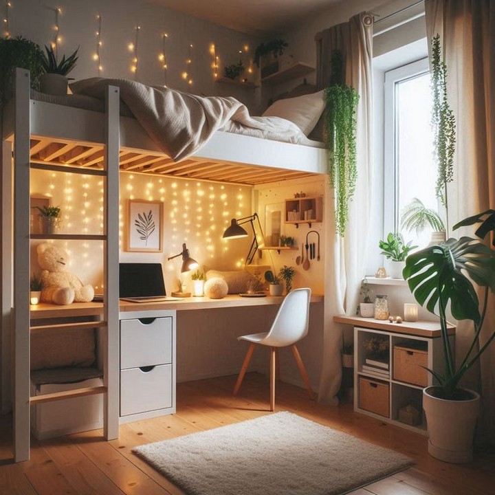 28 Inspired Dorm Room with Loft Bed Aesthetic Ideas You’ll Love