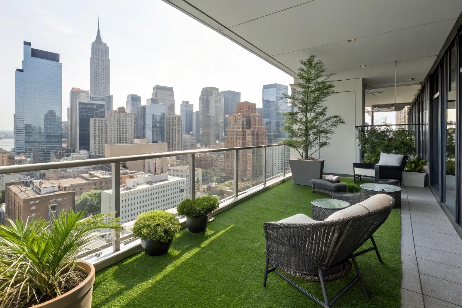 Chic and Stylish Artificial Grass Balcony Design Ideas