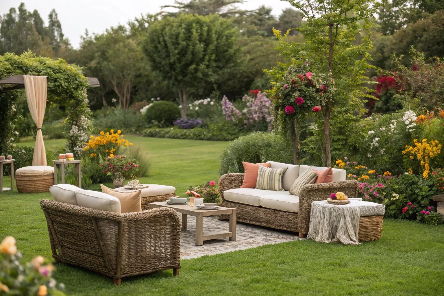 Creative and Stylish Ideas for Arranging Patio Furniture on Grass