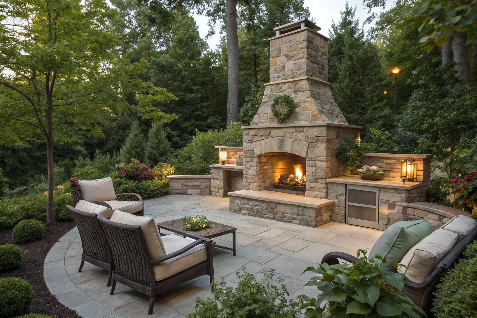 18+ Inspiring Corner Outdoor Fireplace Ideas