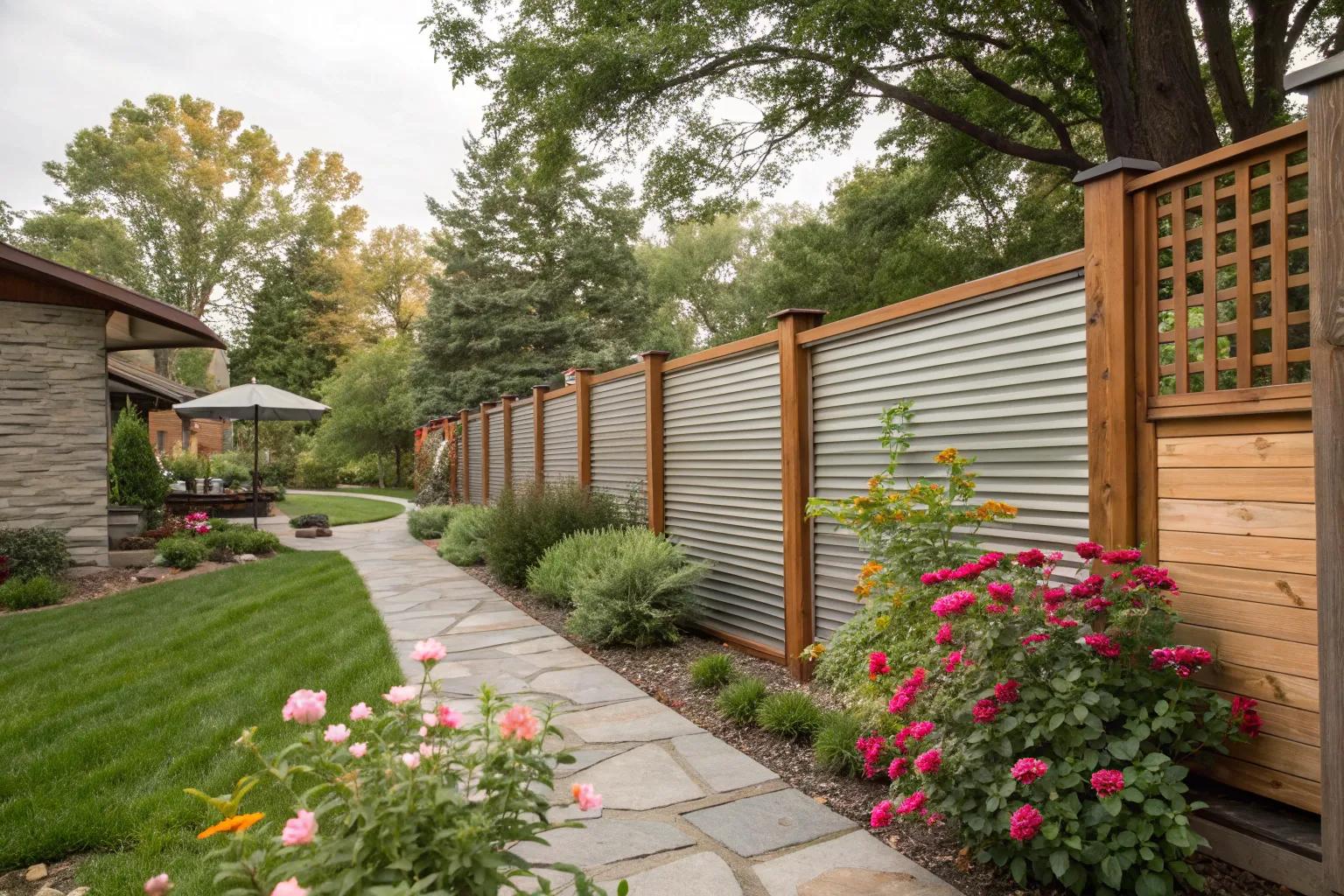 Chic Corrugated Metal and Wood Fence Ideas for a Modern Look