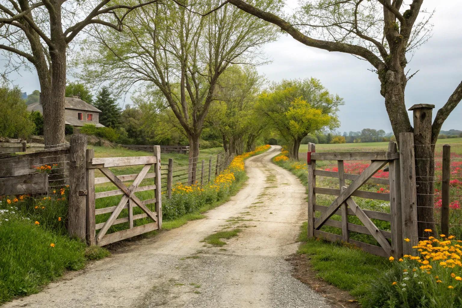 19+ Charming Farmhouse Country Driveway Entrance Ideas